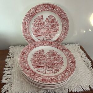 Vintage Set of 7  Memory Lane Royal Ironstone 10” Dinner Plates 1965 USA